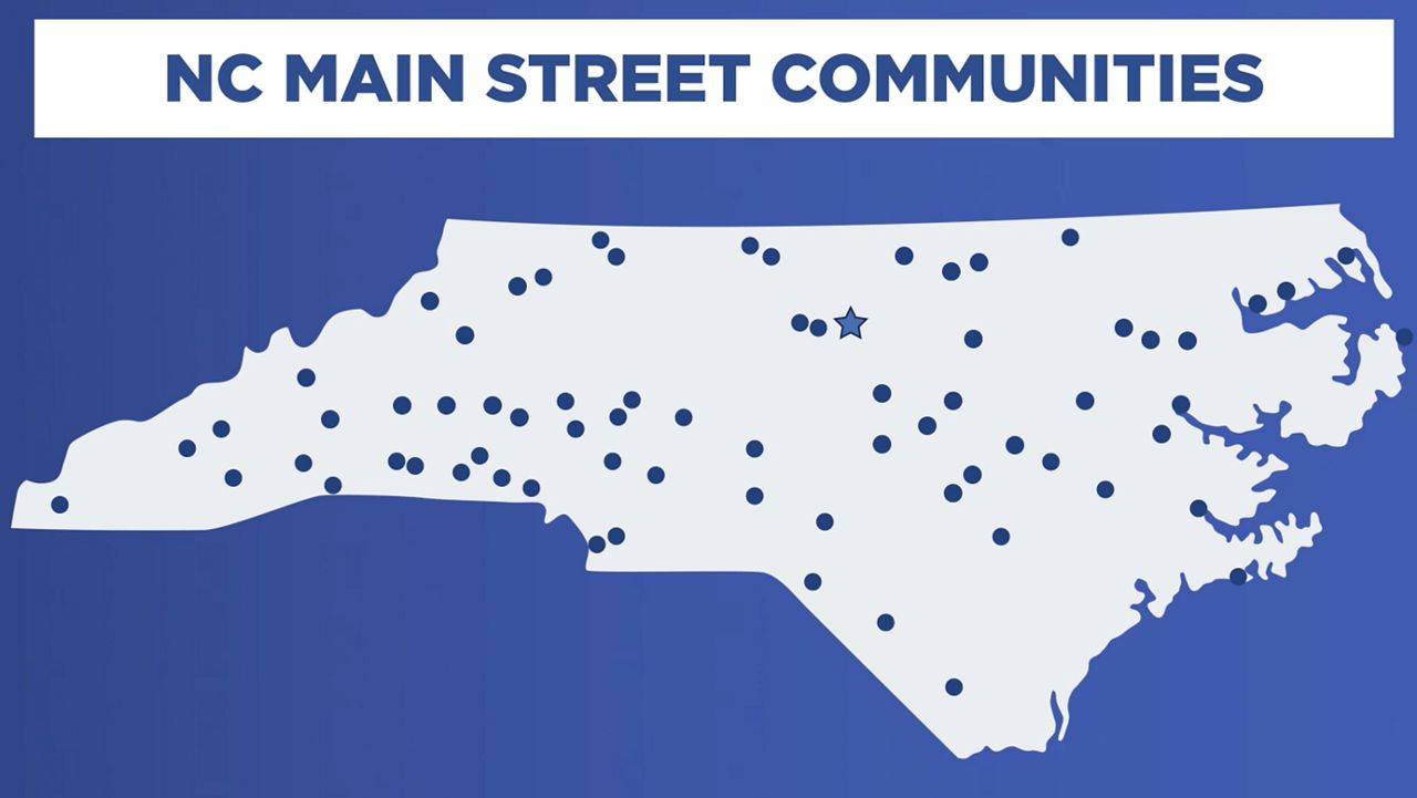 Map of NC Main Street Cities